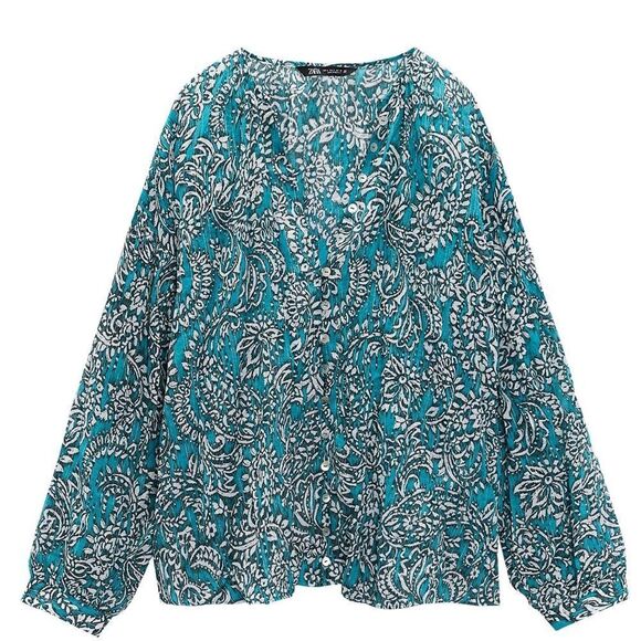 ZARA BOHO PRINTED BLOUSE - Picture 2 of 4